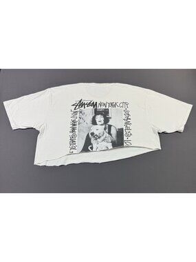 Rare Vintage Y2K Stussy Yo Thats How Were Livin Dog Art Graphic Crop Shirt Women